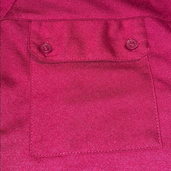 Dark Red Double Pocket Collared Top - Picture 3 of 12